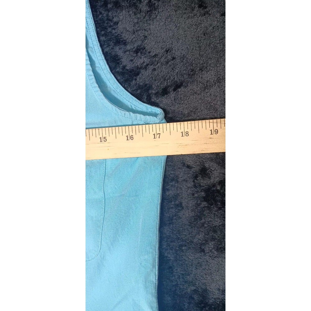 Silkland 100% Silk Sleeveless Button Blouse S Aqua Blue Quiet Luxury Old Money - Picture 8 of 11